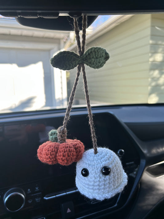 Ghost & Pumpkin Car Charm